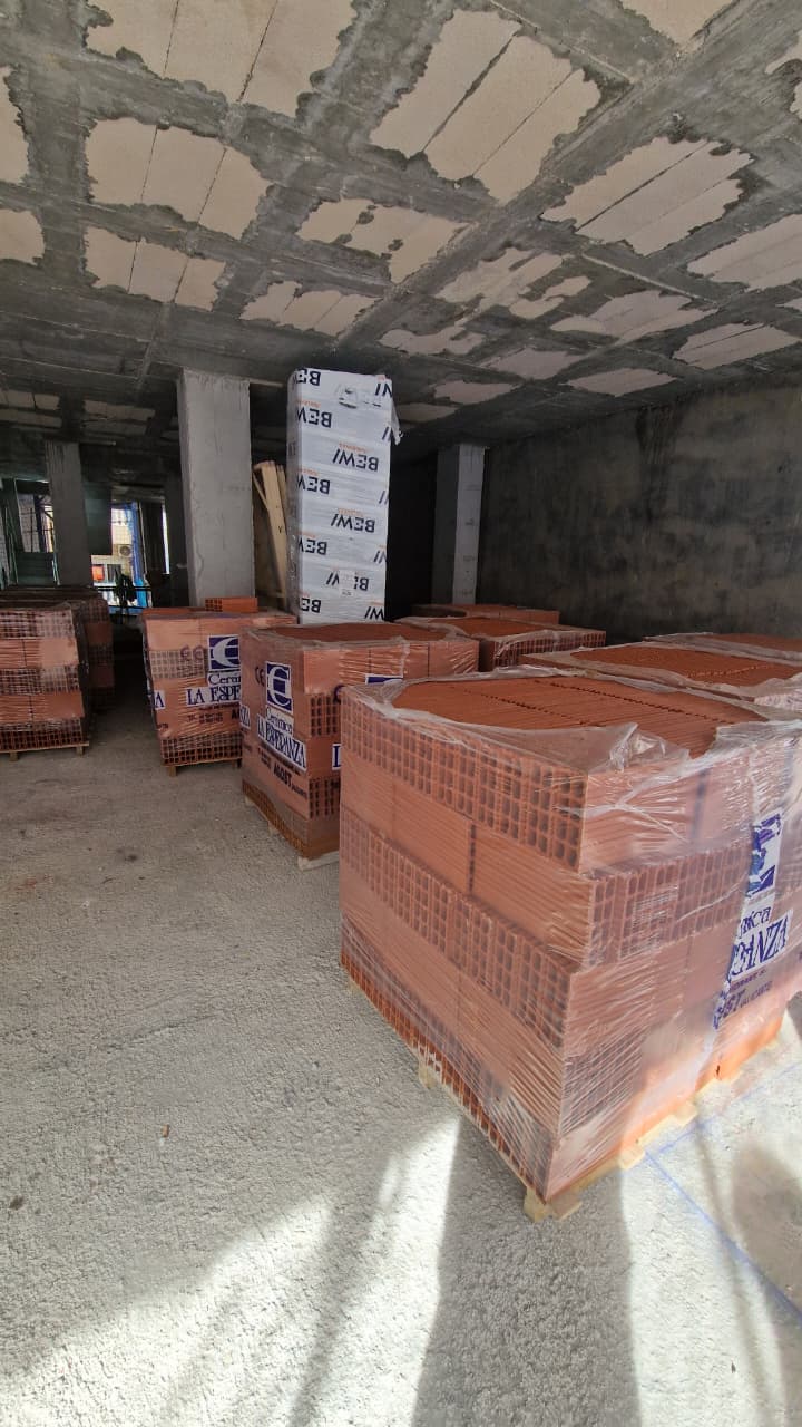 Bricks on the first floor